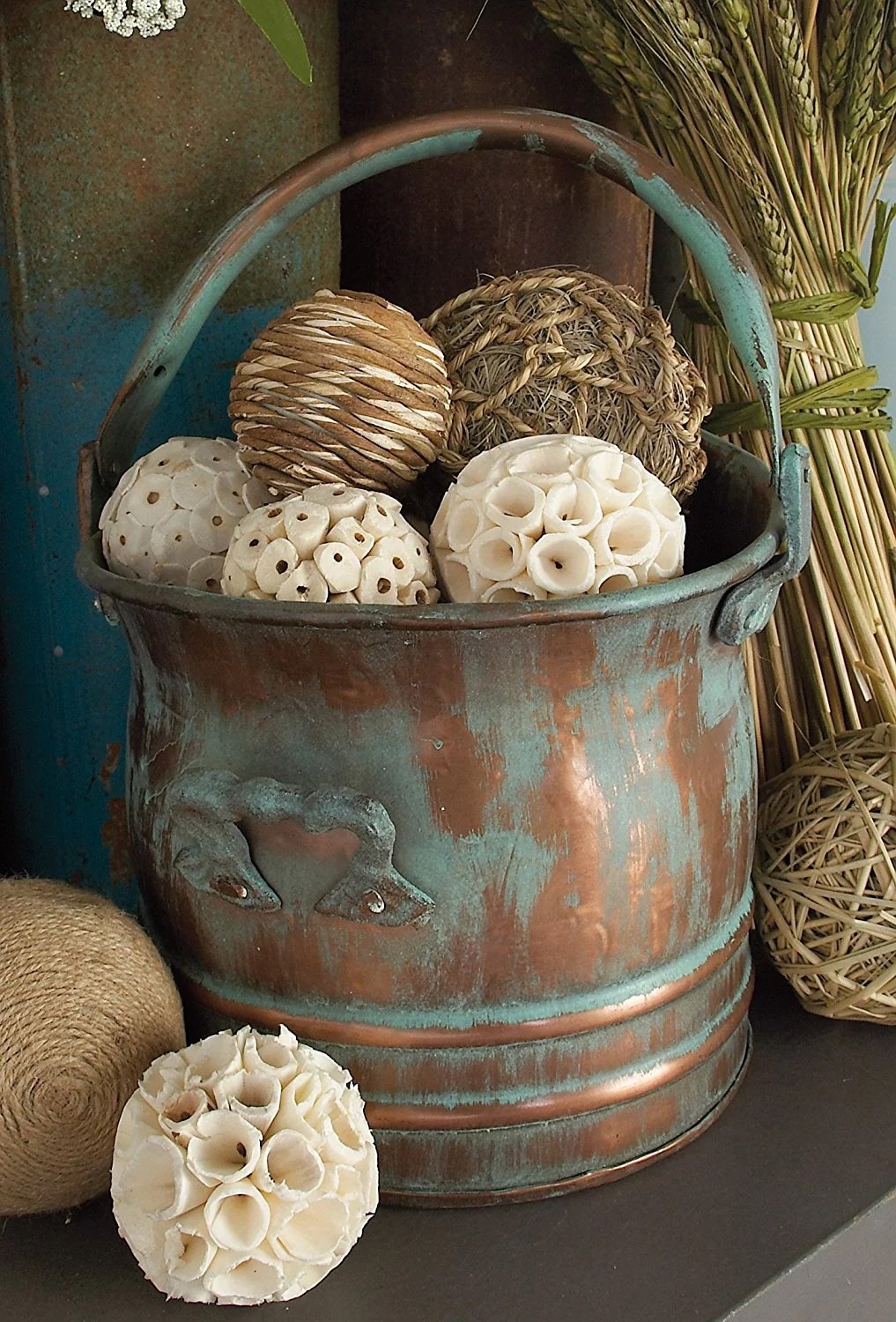 Rustic Metal Planters Set, Green Patina, 3 Sizes