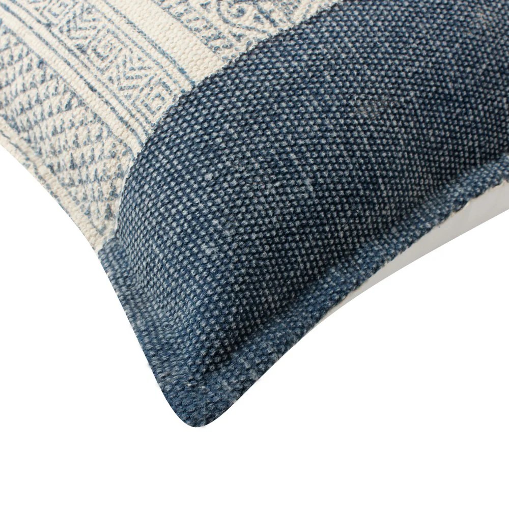 Handwoven Kilim Throw Pillows, 18x18, White Blue, Set of 2
