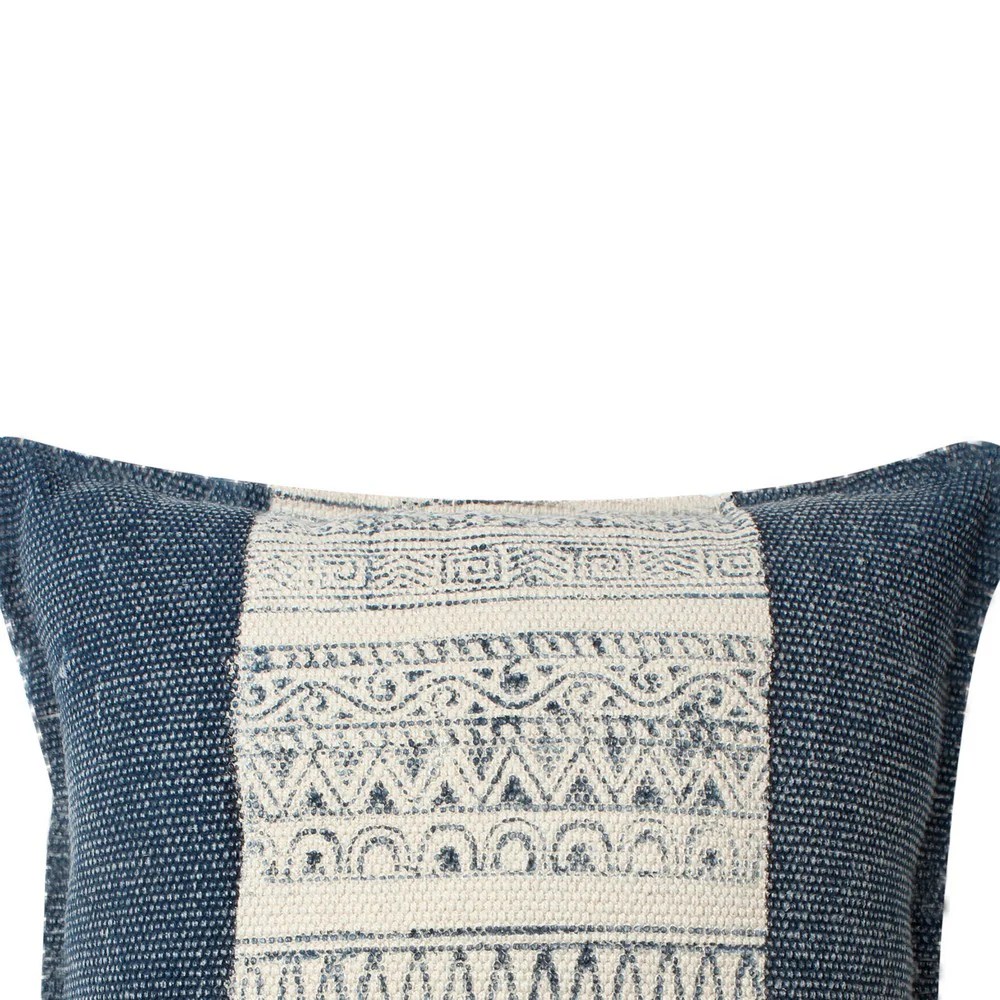 Handwoven Kilim Throw Pillows, 18x18, White Blue, Set of 2