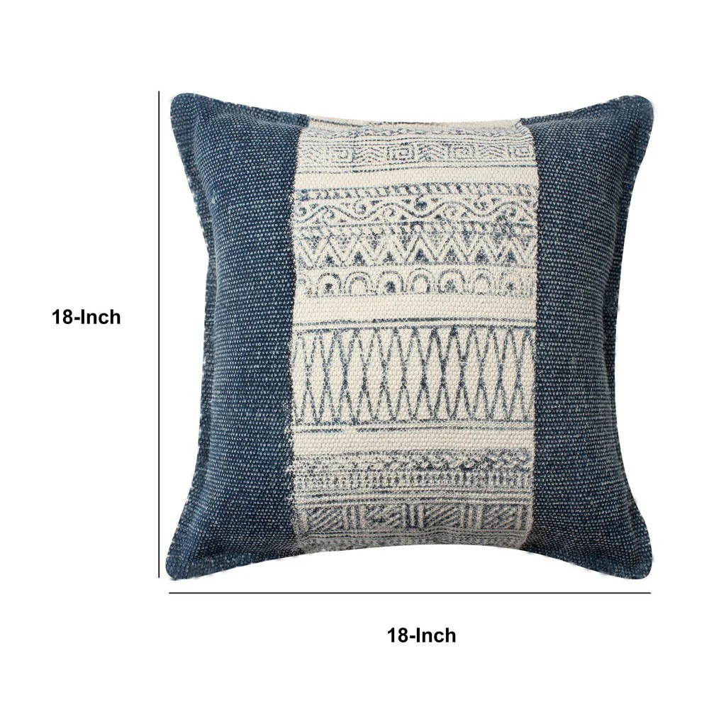 Handwoven Kilim Throw Pillows, 18x18, White Blue, Set of 2