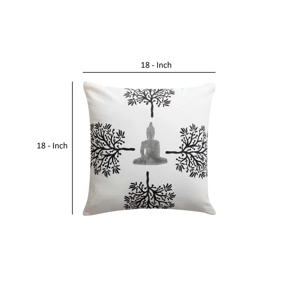 Buddha Throw Pillows, Cotton, Square, 18x18, Set of 2