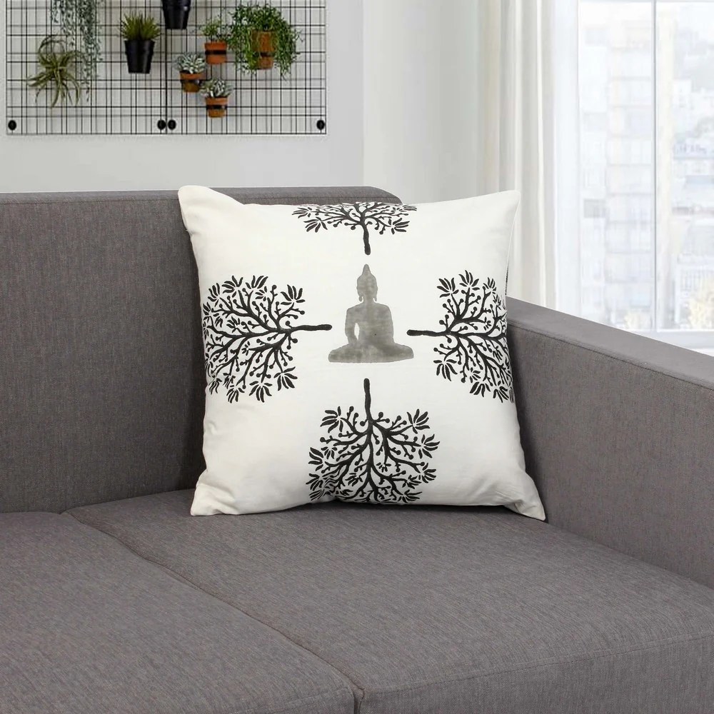 Buddha Throw Pillows, Cotton, Square, 18x18, Set of 2