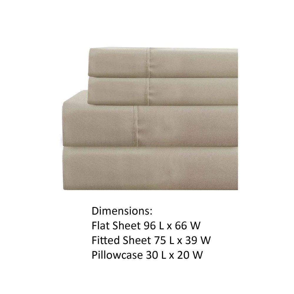 Soft Twin Sheet Set, Polyester, Light Brown, 3 Piece