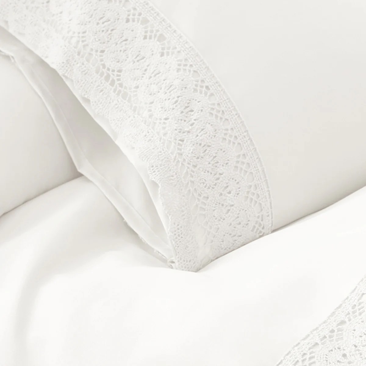 White Crochet Lace Twin Sheet Set, Microfiber, 3-Piece