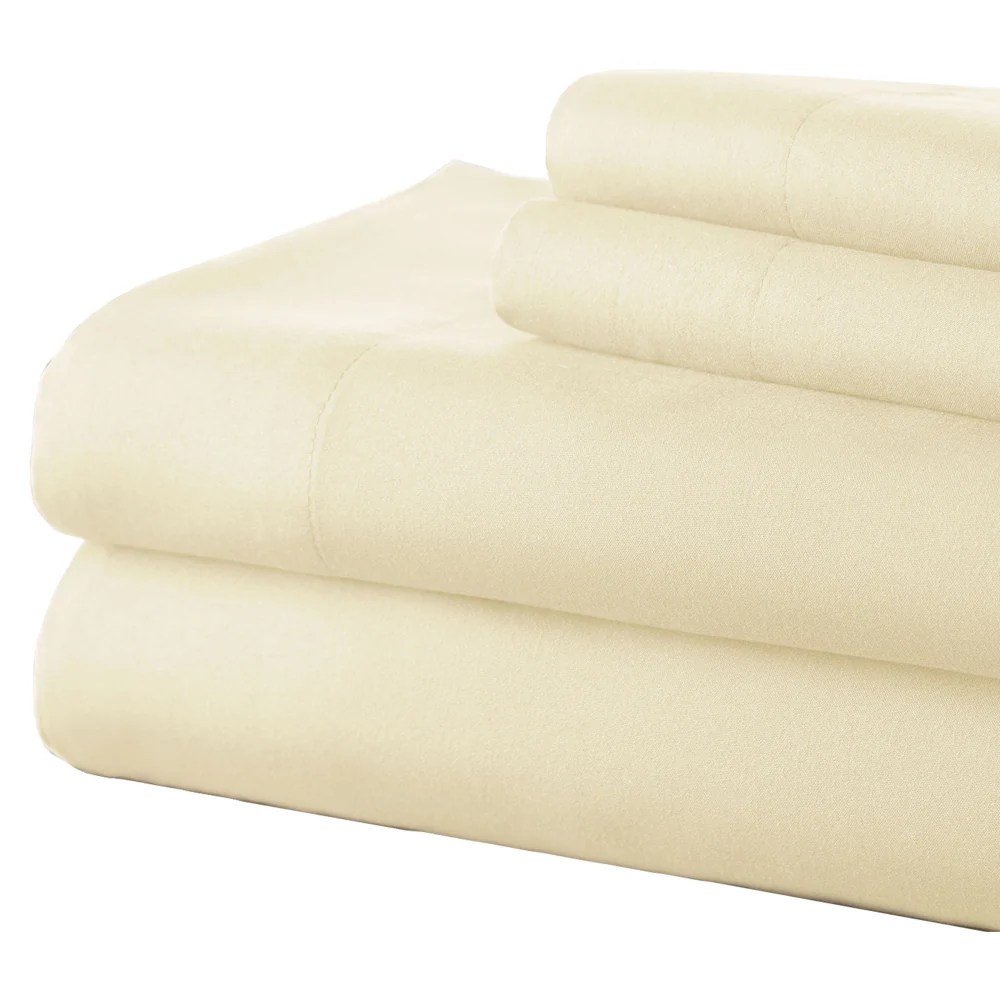 Cream Microfiber Full Sheet Set, 16" Deep Pocket