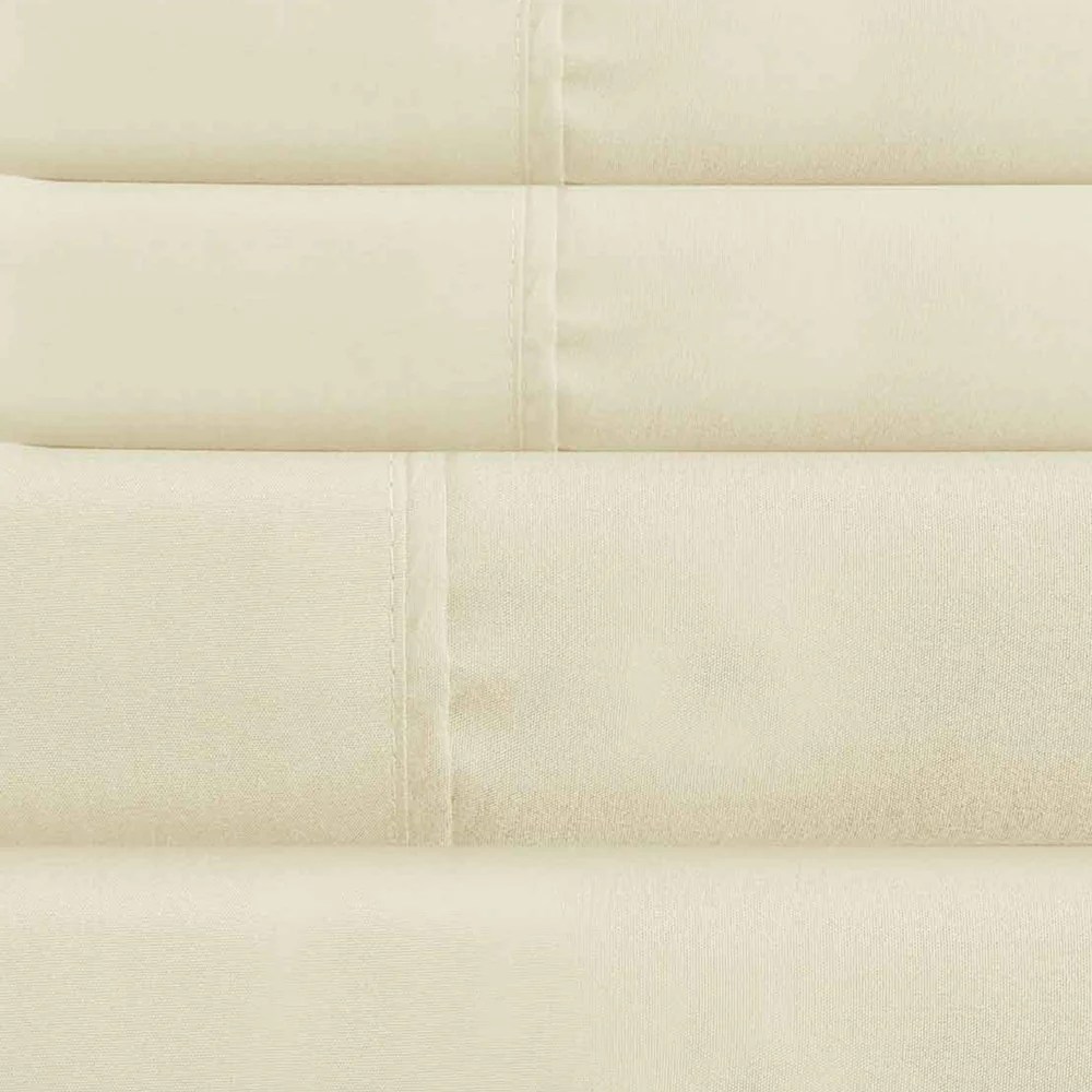 Cream Microfiber Full Sheet Set, 16" Deep Pocket