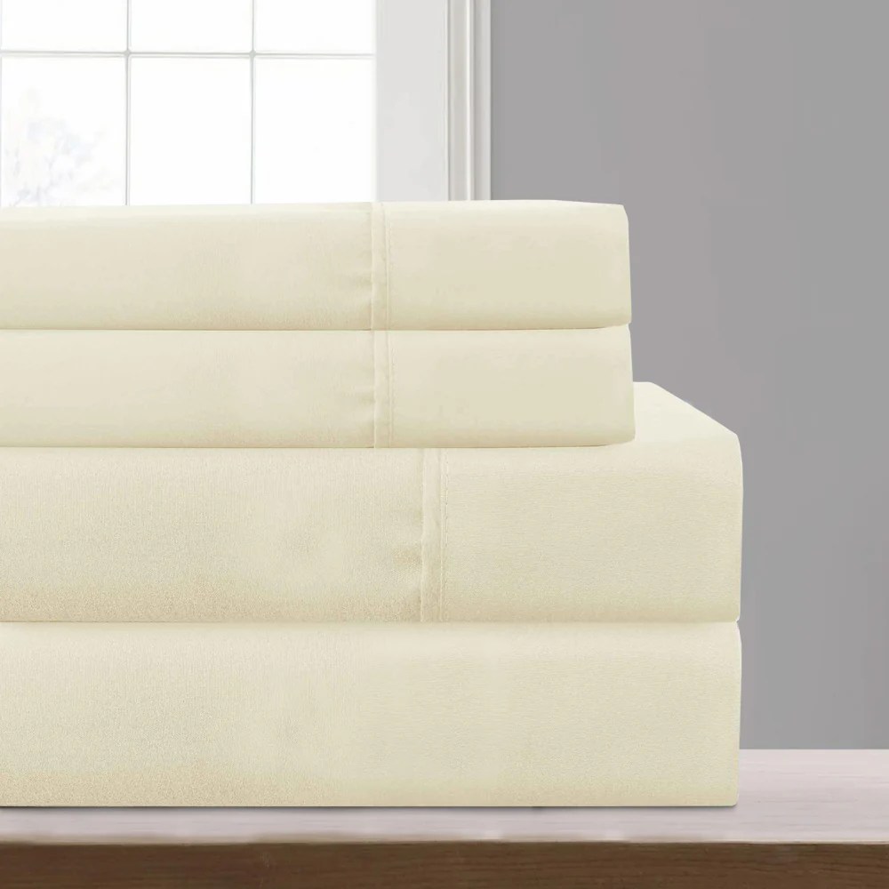 Cream Microfiber Full Sheet Set, 16" Deep Pocket