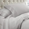 Luxury Microfiber Sheet Set, Gray, Full, Crochet Lace
