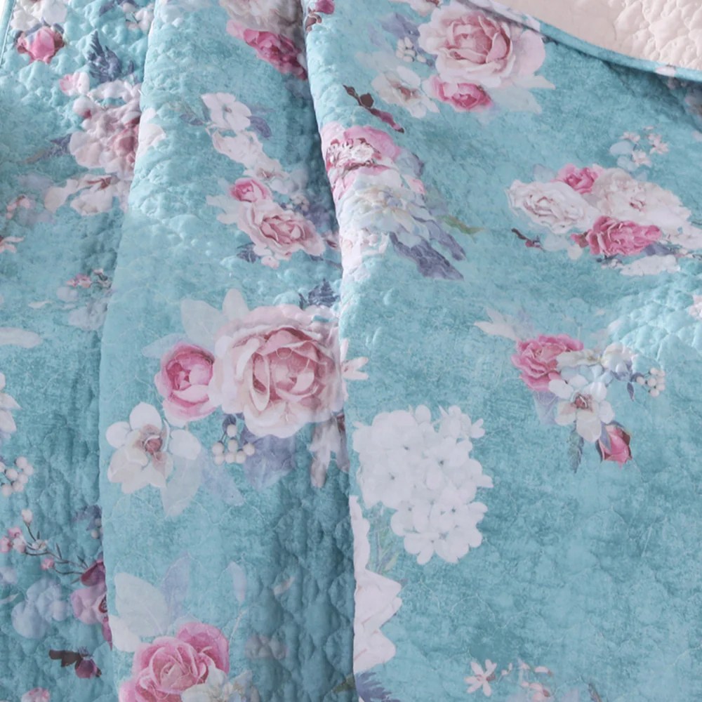 Soft Floral Throw Blanket, 50x60 Inch, Blue Pink White