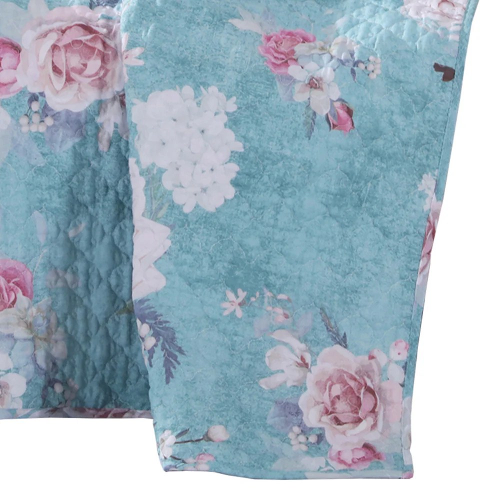 Soft Floral Throw Blanket, 50x60 Inch, Blue Pink White