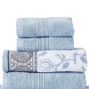 Luxury 6-Piece Cotton Bath Towel Set, Paisley Floral, Blue