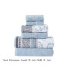 Luxury 6-Piece Cotton Bath Towel Set, Paisley Floral, Blue