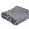 Gray Cotton Throw Blanket, Reversible, Fringed, 50x60