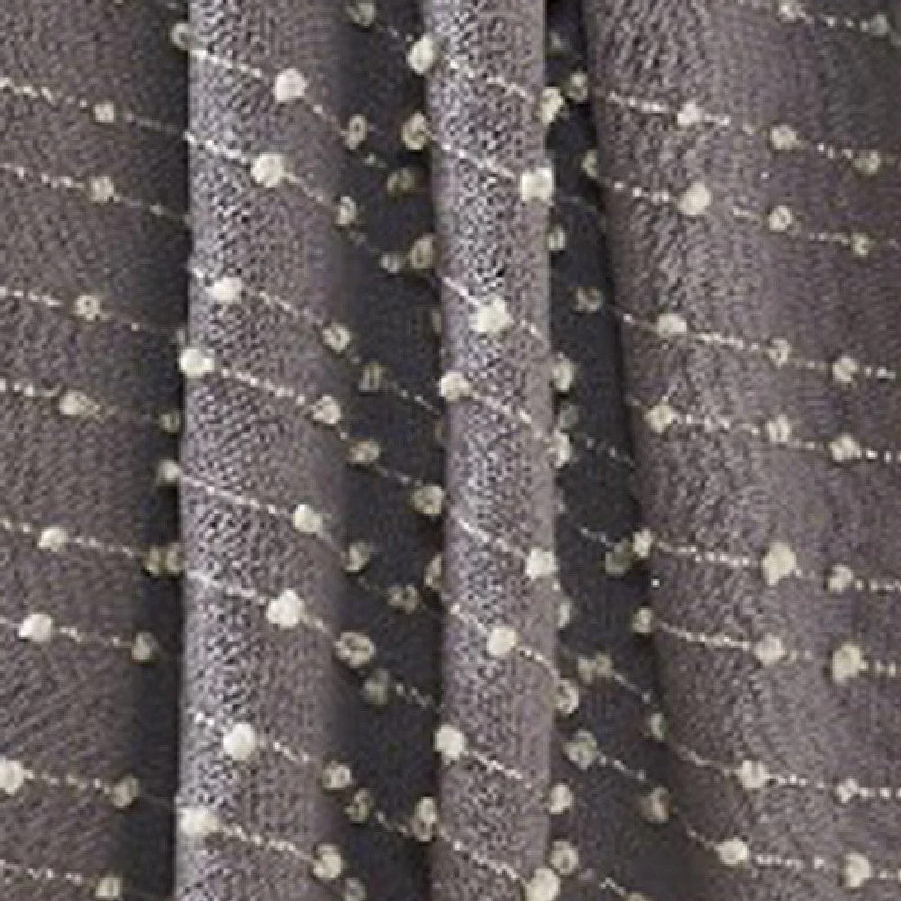 Gray Cotton Throw Blanket, Pompom Stripe, 60x70