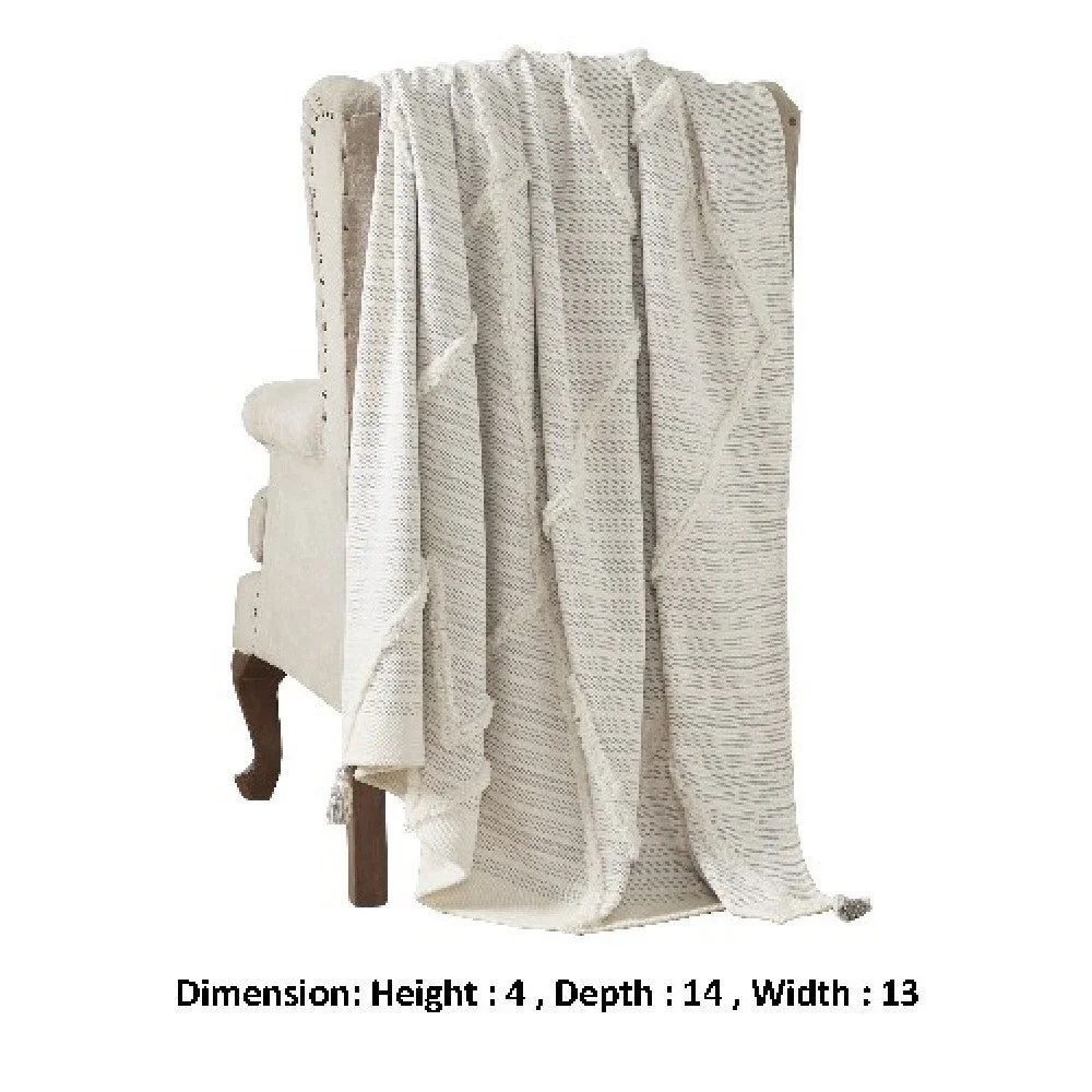 Gray Cotton Throw Blanket, Diamond Pattern, 60x70 Inches