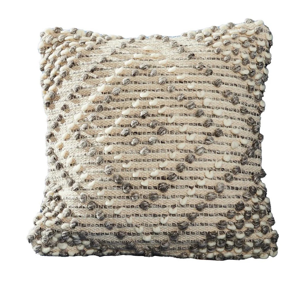 18" Gray Beige Diamond Throw Pillow Cover, Cotton Wool