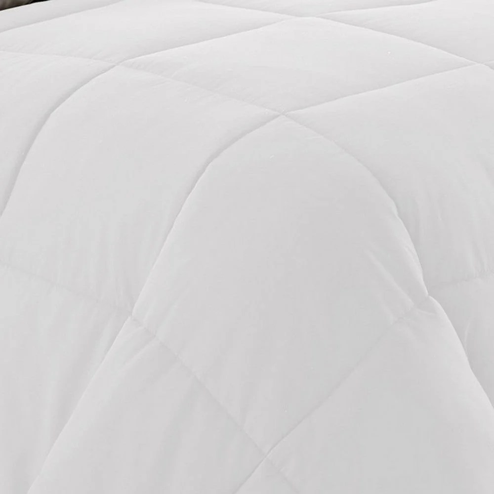 Queen Comforter, White Gray Microfiber, Reversible, Soft, Down Alternative