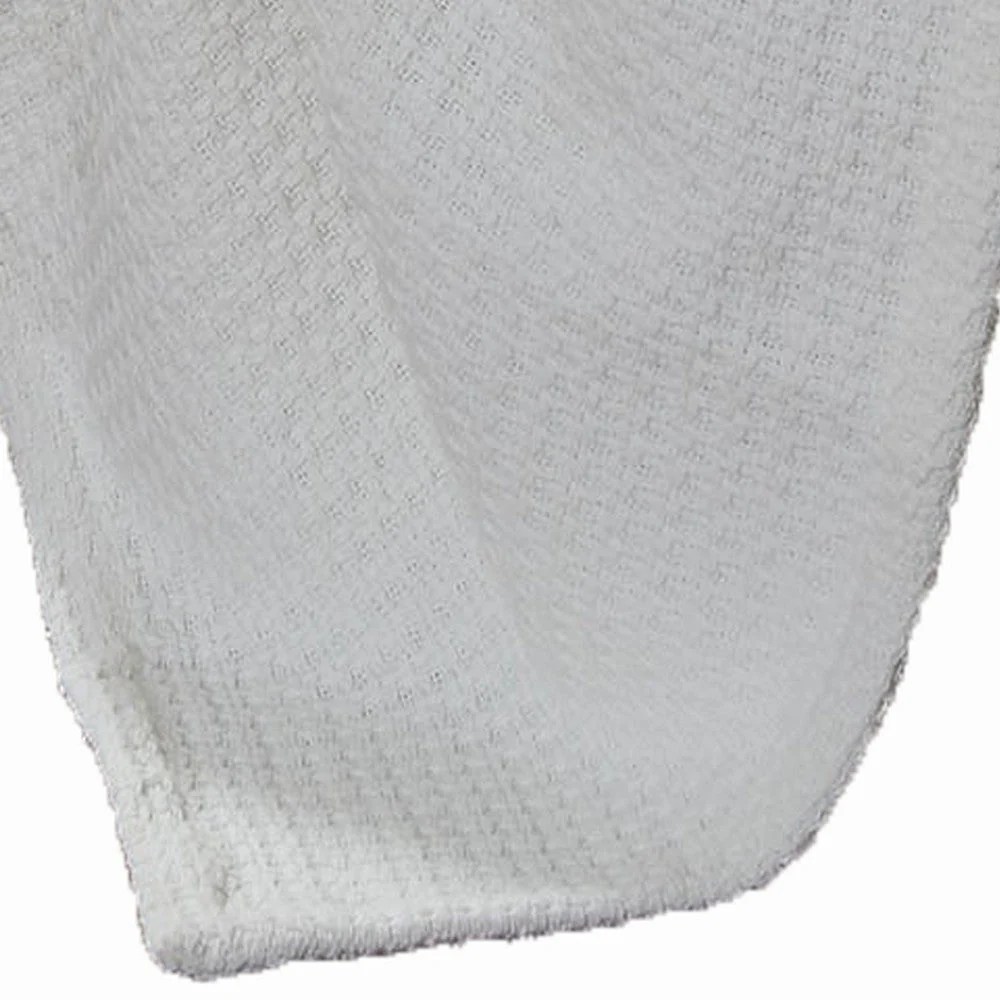 King Size White Cotton Thermal Blanket, Soft Knit, Cozy