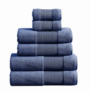 Deep Blue Cotton Towel Set, 6-Piece, Soft, Textured