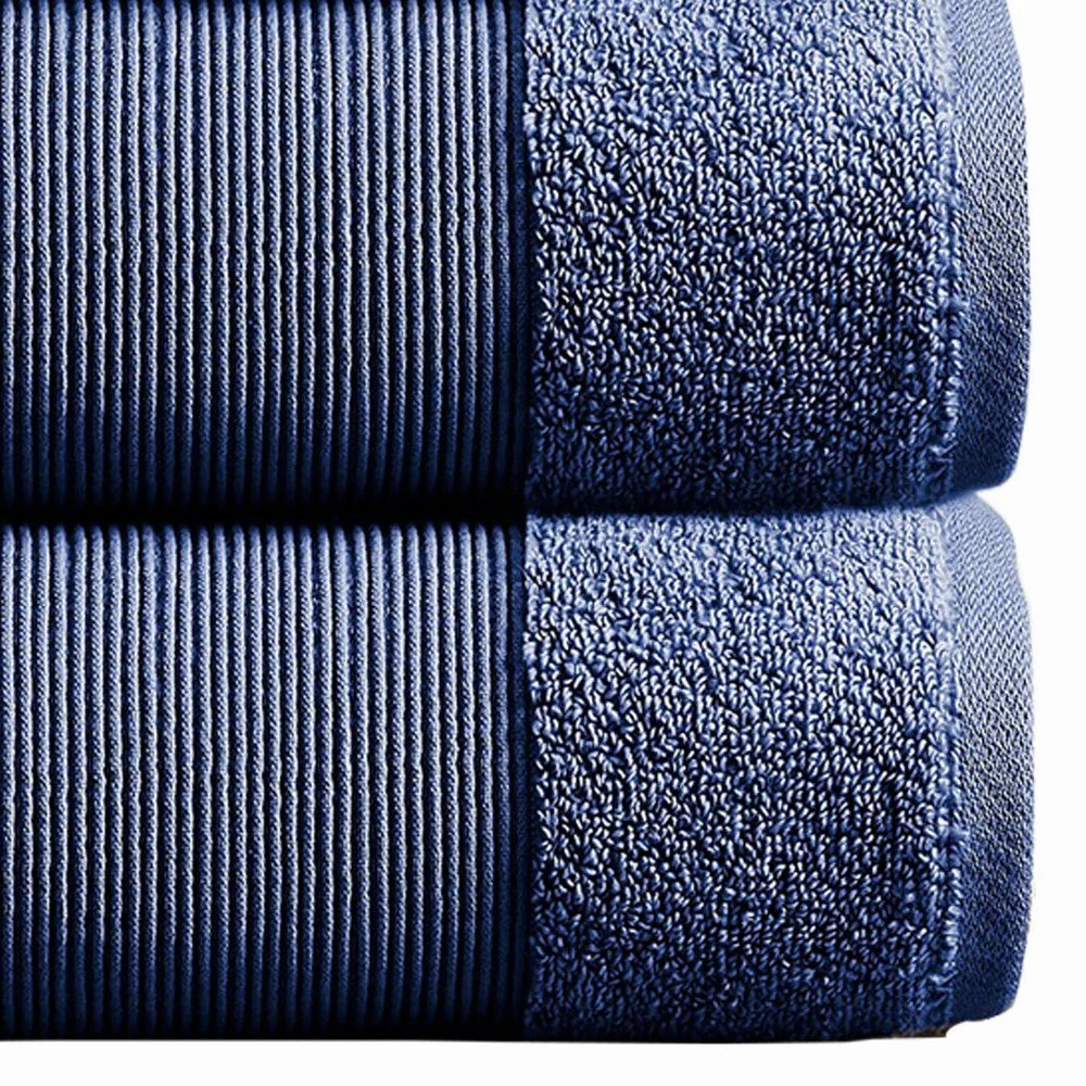 Deep Blue Cotton Towel Set, 6-Piece, Soft, Textured