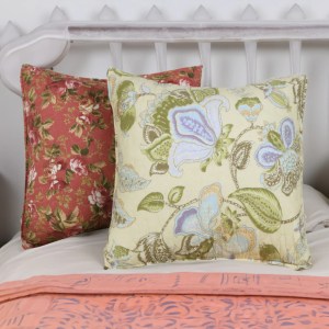 Floral Cotton Pillow Covers, Quilted, 16x16, Multicolor Set