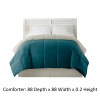 Queen Comforter, Blue Gray, Microfiber, Reversible, Box Quilted