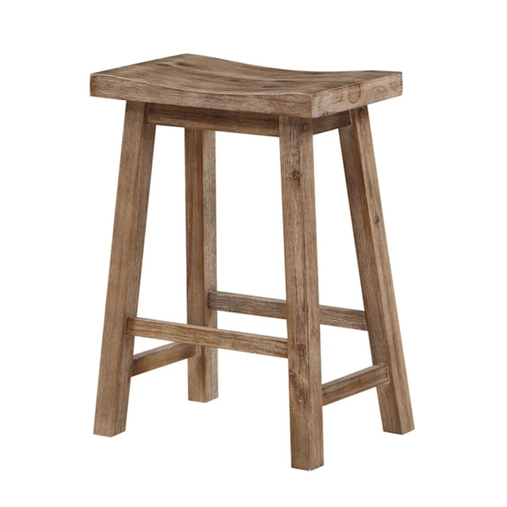 Brown Wooden Saddle Stool, Angled Legs, 24" Seat