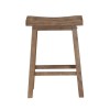 Brown Wooden Saddle Stool, Angled Legs, 24" Seat