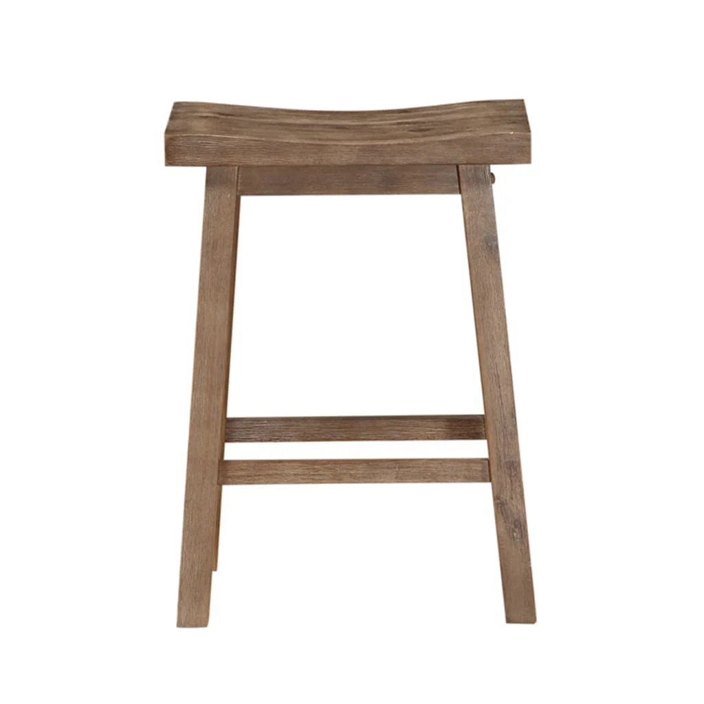 Brown Wooden Saddle Stool, Angled Legs, 24" Seat