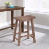 Brown Wooden Saddle Stool, Angled Legs, 24" Seat