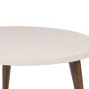 Modern Round Coffee Table, White Top, Brown Legs, 24 Inch