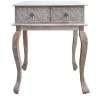 Mango Wood Console Table, Floral Carved, 2 Drawers, Brown White