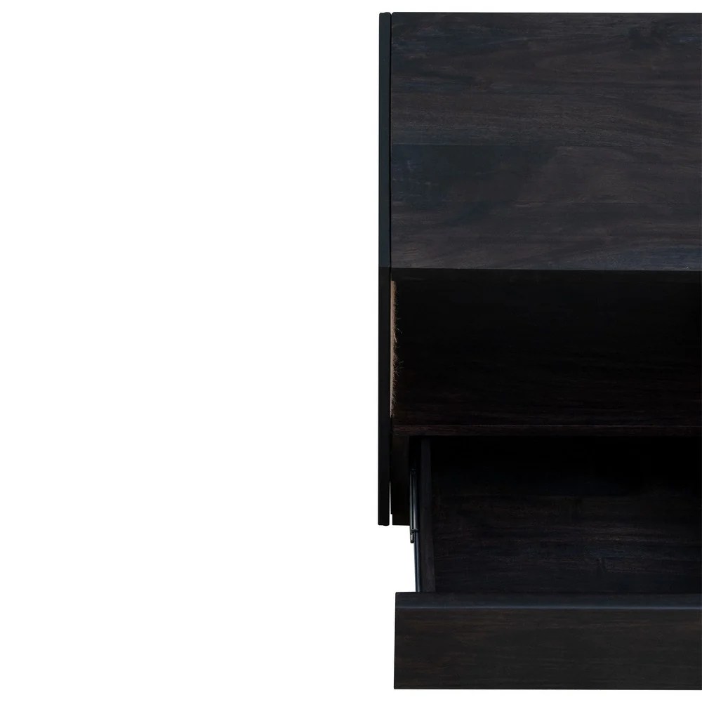 Acacia Wood Nightstand, Jute Side Table, Cottage Style