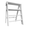 White Pinewood Ladder Bookcase, 4-Tier Shelf, Coastal