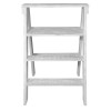 White Pinewood Ladder Bookcase, 4-Tier Shelf, Coastal