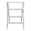 White Pinewood Ladder Bookcase, 4-Tier Shelf, Coastal