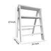 White Pinewood Ladder Bookcase, 4-Tier Shelf, Coastal