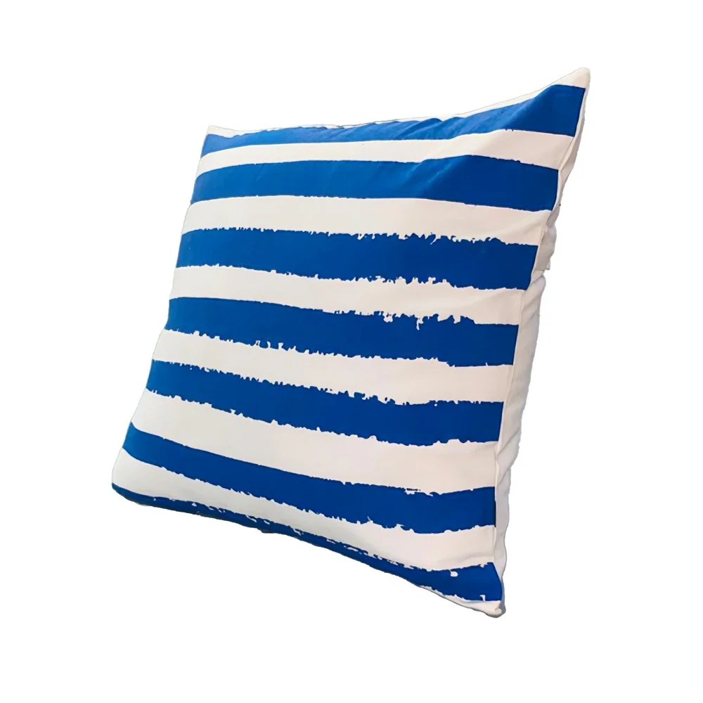 Cotton Throw Pillows, Blue White Stripes, 20x20, Set of 2