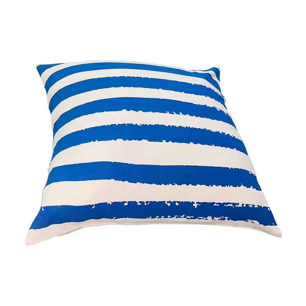 Cotton Throw Pillows, Blue White Stripes, 20x20, Set of 2