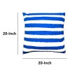Cotton Throw Pillows, Blue White Stripes, 20x20, Set of 2