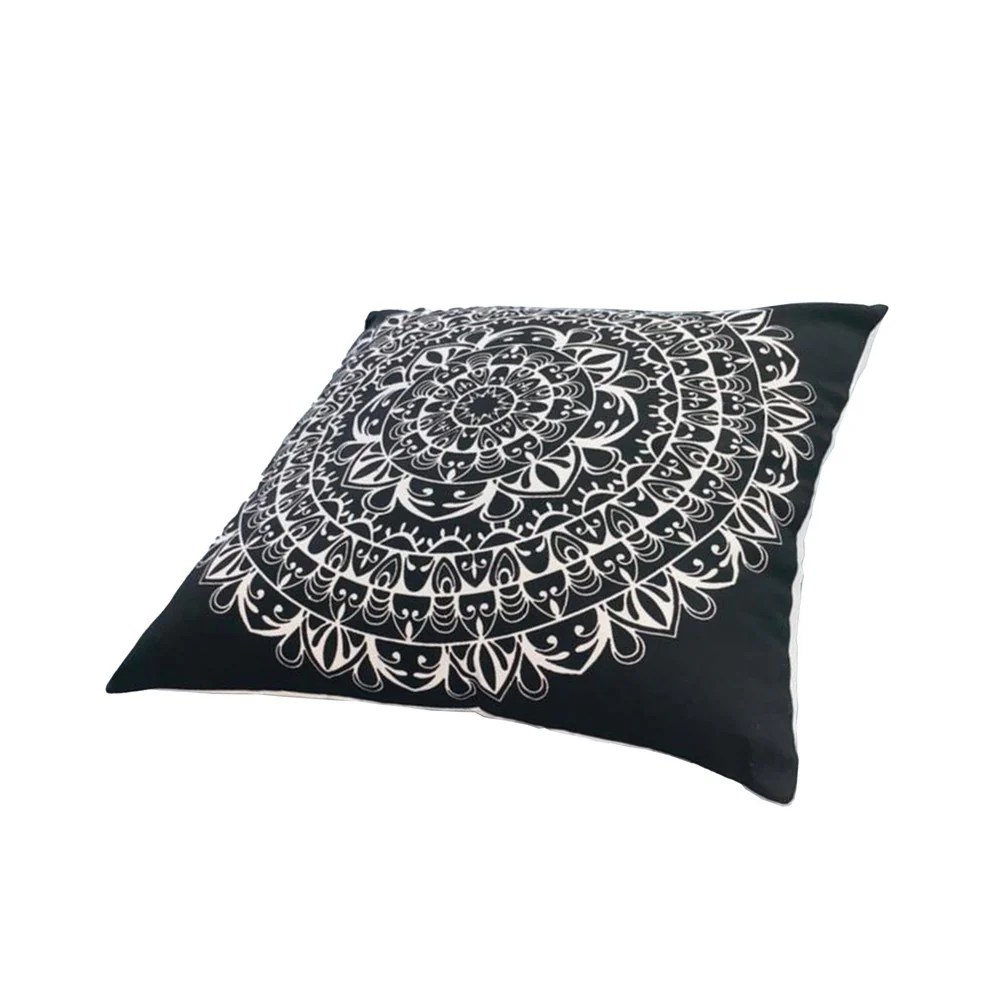 Boho Mandala Throw Pillows, Cotton, Black White, 20x20