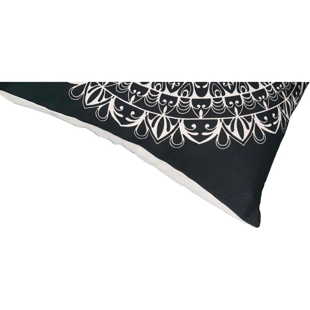 Boho Mandala Cotton Throw Pillows, Black White, 20x20