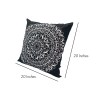 Boho Mandala Cotton Throw Pillows, Black White, 20x20