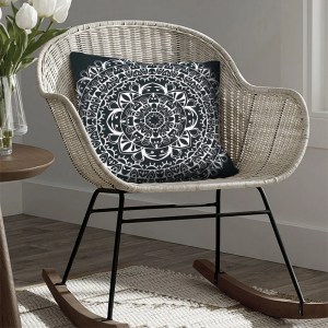 Boho Mandala Cotton Throw Pillows, Black White, 20x20