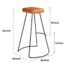 Tan Brown Leather Bar Stool, Modern Metal Frame, 32"