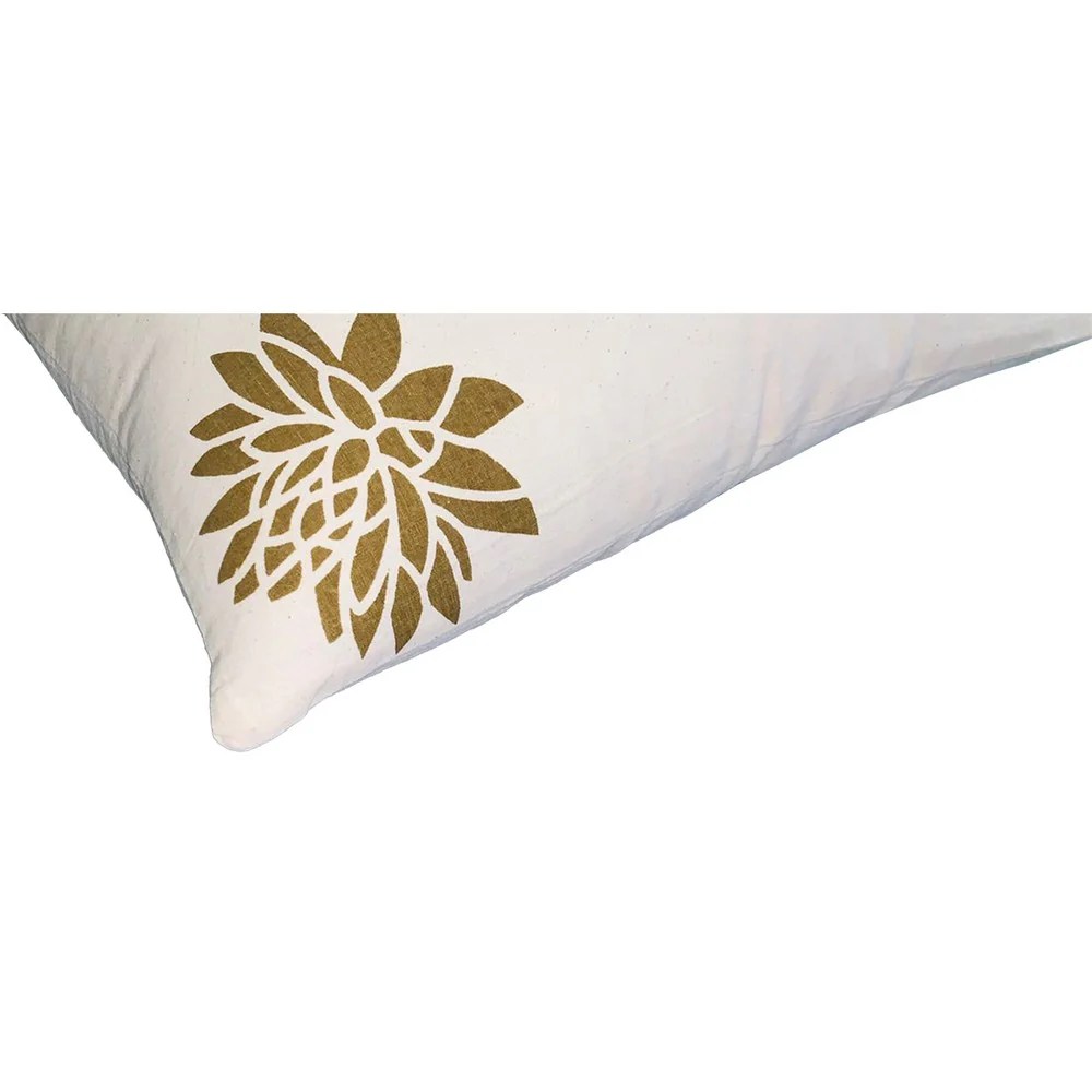 Lotus Flower Throw Pillows, 18x18, Cotton, Gold, White, Set of 2