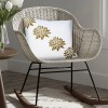 Lotus Flower Throw Pillows, 18x18, Cotton, Gold, White, Set of 2