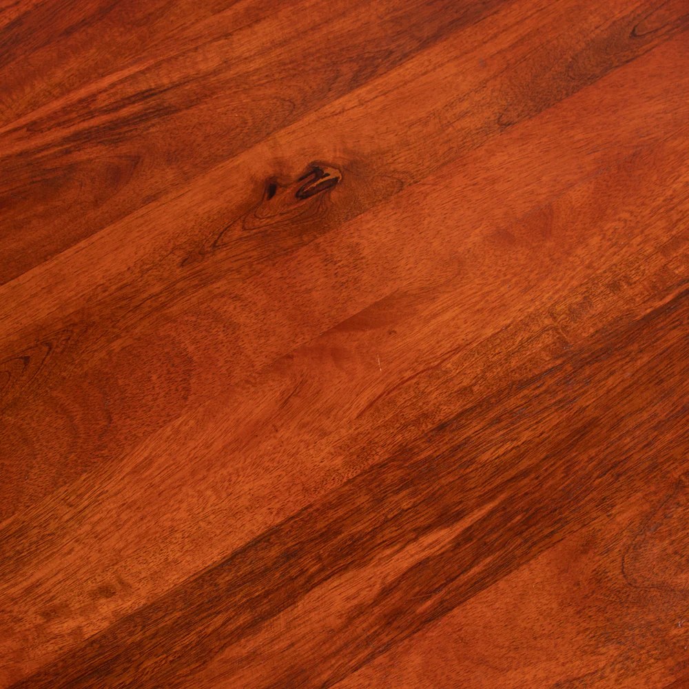 Round Mango Wood End Table, 26 Inch, Black Iron Base