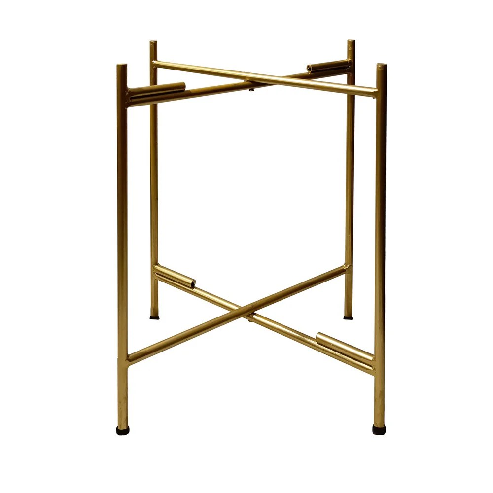 Gold Metal Round End Table, 2-Tier, Iron, 20"H