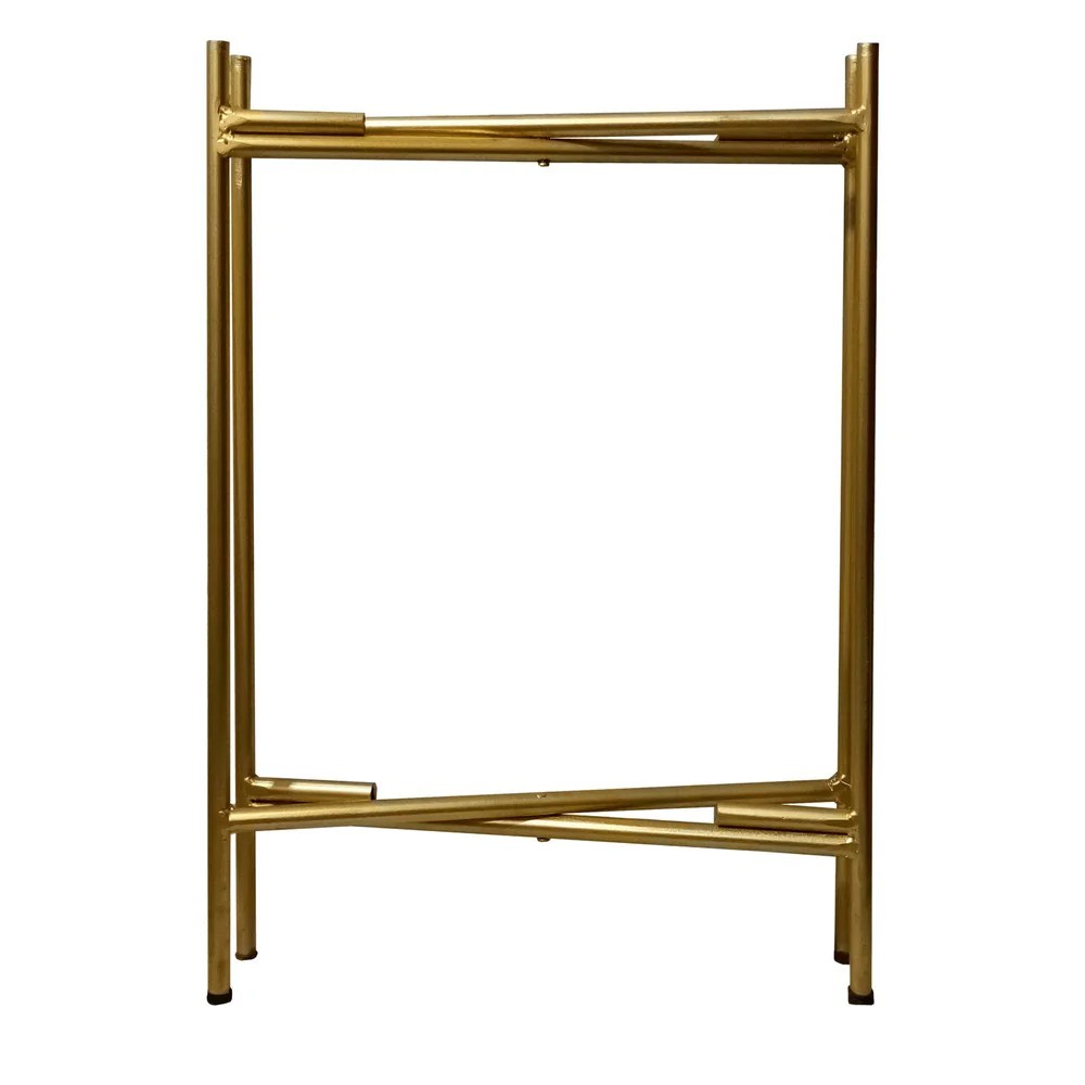Gold Metal Round End Table, 2-Tier, Iron, 20"H
